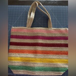 Woven tote bag. 20” x 14 1/2” x 6”. BRAND NEW! Zipper closure too!!